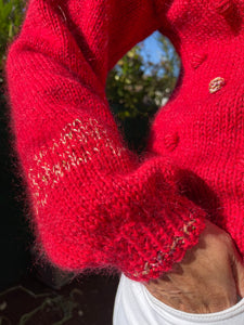 Cardigan rouge mohair