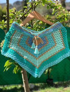 Short crochet bleu piscine