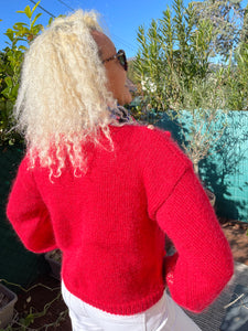 Cardigan rouge mohair