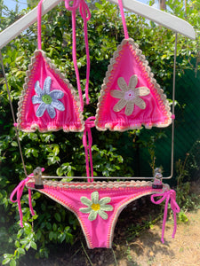 Bikini fleurs rose